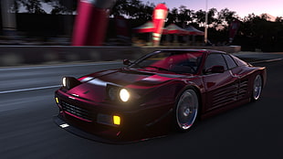 maroon sports coupe, Forza, Ferrari 512 TR, video games