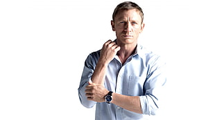 Daniel Craig wearing blue dress shirt wallpaper HD wallpaper