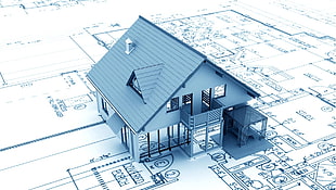 aerial view of house miniature model, house, digital art, engineering, drawing