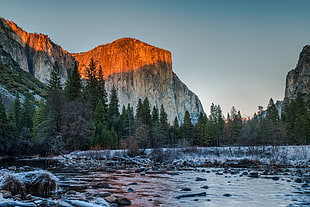 photography brown mountain near body of water, el capitan, valley view HD wallpaper