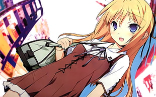 Anime,  Girl,  Blond,  Bag HD wallpaper