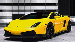 yellow coupe, car, yellow cars, Lamborghini, Lamborghini Gallardo LP560-4 HD wallpaper