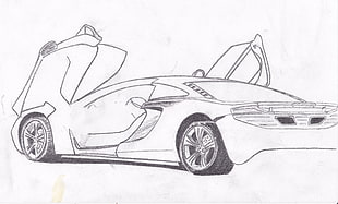 sports car sketch HD wallpaper