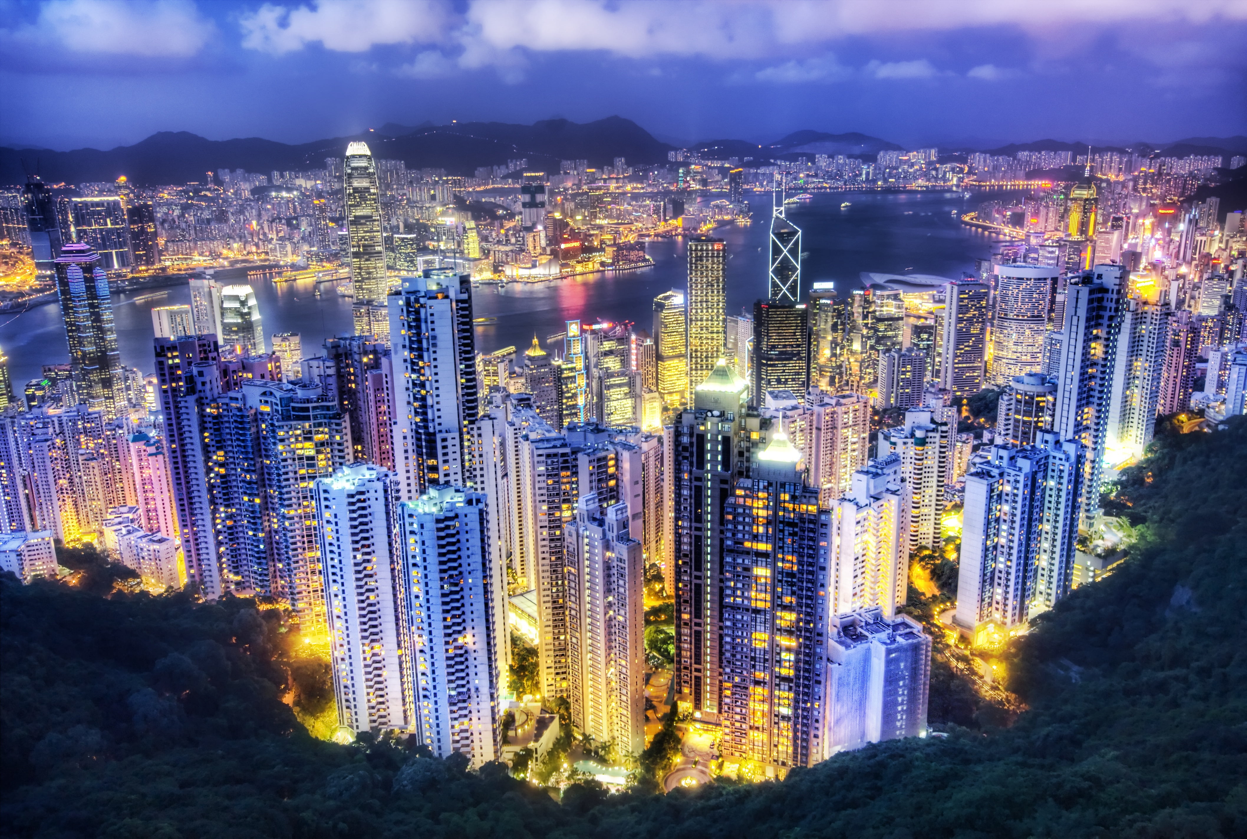 city top view during nighttime