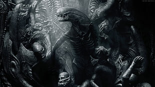 grayscale photo of alien photo HD wallpaper