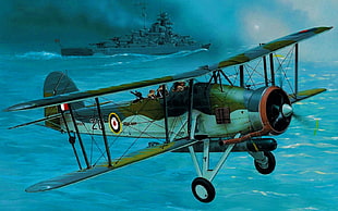 white and red monoplane, biplane, World War II, airplane, aircraft HD wallpaper