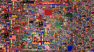 photo collage digital wallpaper, pixel art, abstract, logo, reddit