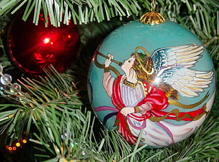 Christmas decorations,  Balloon,  Angel,  Tree HD wallpaper