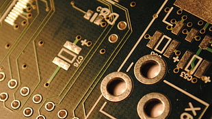circuit board in closeup photography