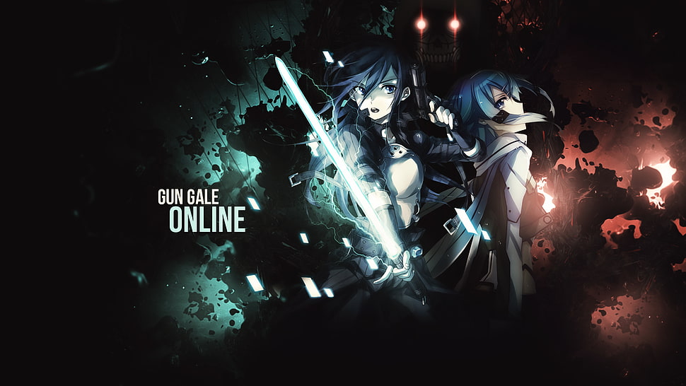 Gun Gale Online digital wallpaper, Sword Art Online, Asada Shino, Kirigaya Kazuto HD wallpaper
