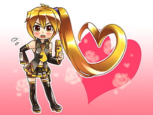 female anime character wearing black collared sleeveless and skirt illustration HD wallpaper