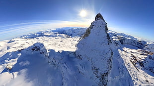 snowy mountain, landscape, winter, snow, mountains HD wallpaper