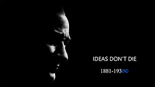 Ideas don't die text, Mustafa Kemal Atatürk, head, THE GENERAL, men