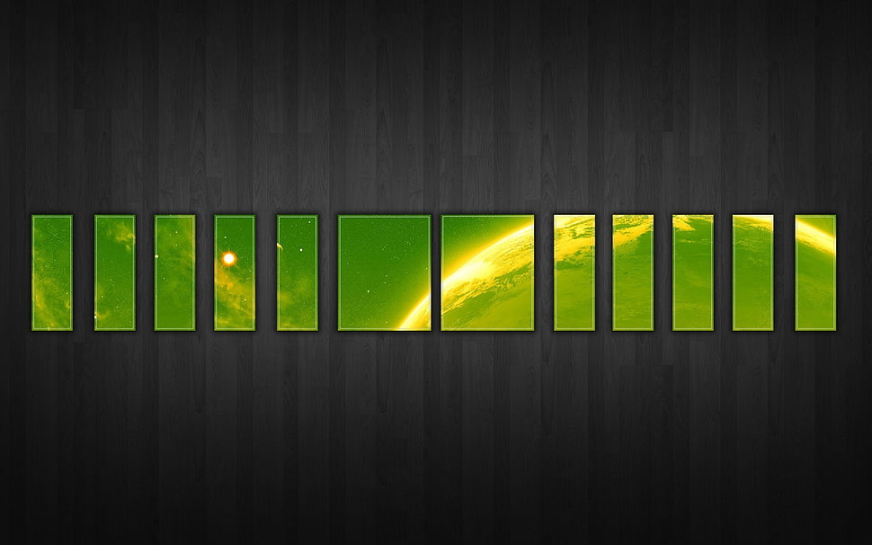 green and black panel art HD wallpaper