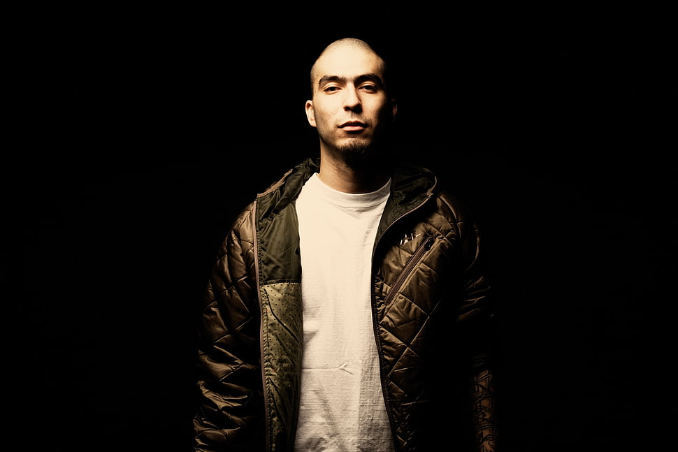 men's black and white zip-up jacket, rap , men HD wallpaper