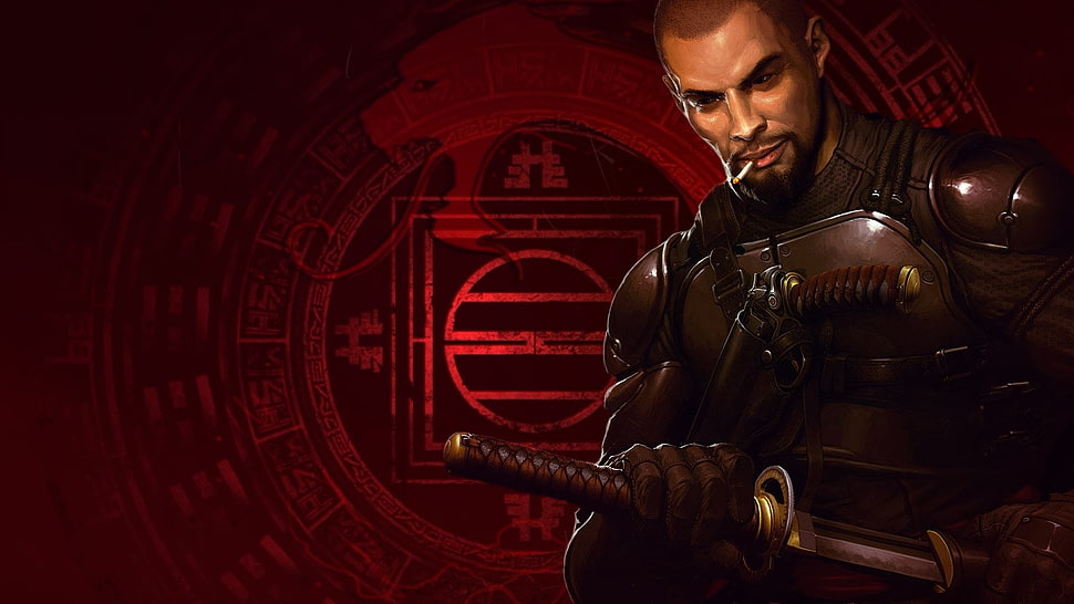 man in black armor suit HD wallpaper