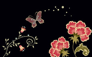 pink and white flower clip art HD wallpaper