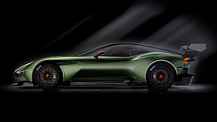 green Aston Martin Vulcan, Aston Martin Vulcan, car HD wallpaper