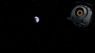 gray space satellite and planet earth, Portal (game), Space Core