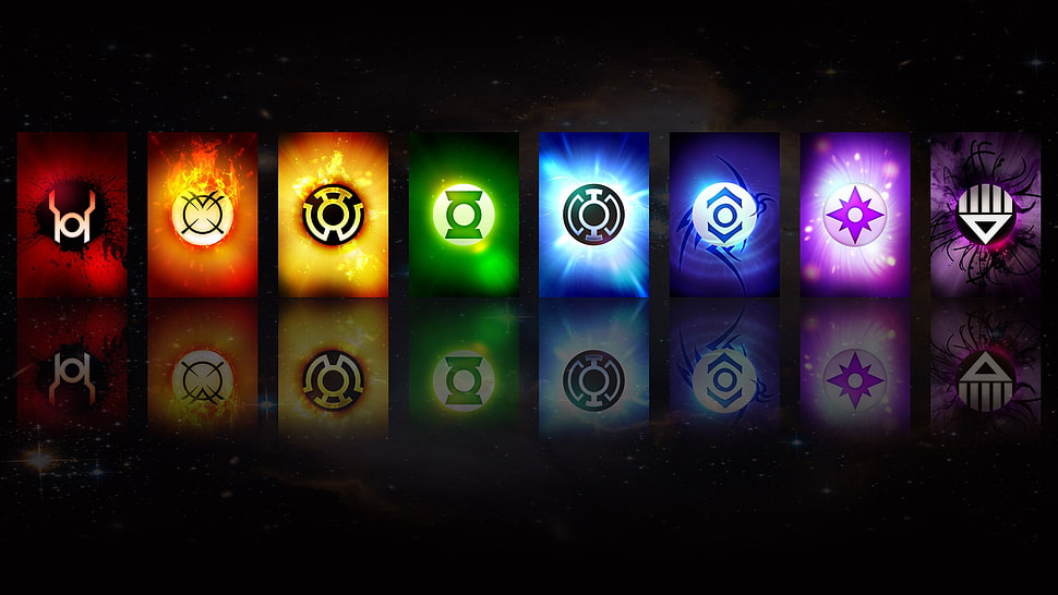 eight assorted-color logos against black background HD wallpaper