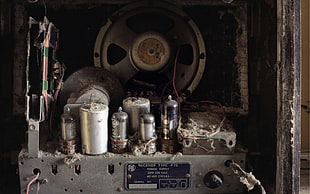 black coaxial speaker, receiver, vacuum tubes