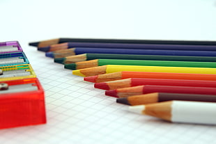 color pencils on white graphing paper HD wallpaper