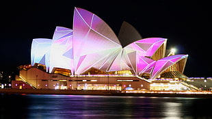two pink and white dome tent, Sydney, Sydney Opera House, night