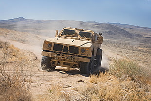 brown military truck