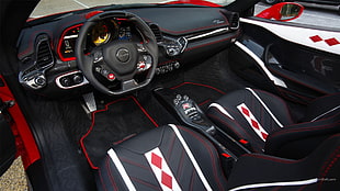 black and red vehicle, Ferrari 458, supercars, car interior