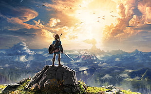 game character wallpaper, The Legend of Zelda, The Legend of Zelda: Breath of the Wild, Link, Hyrule Castle HD wallpaper