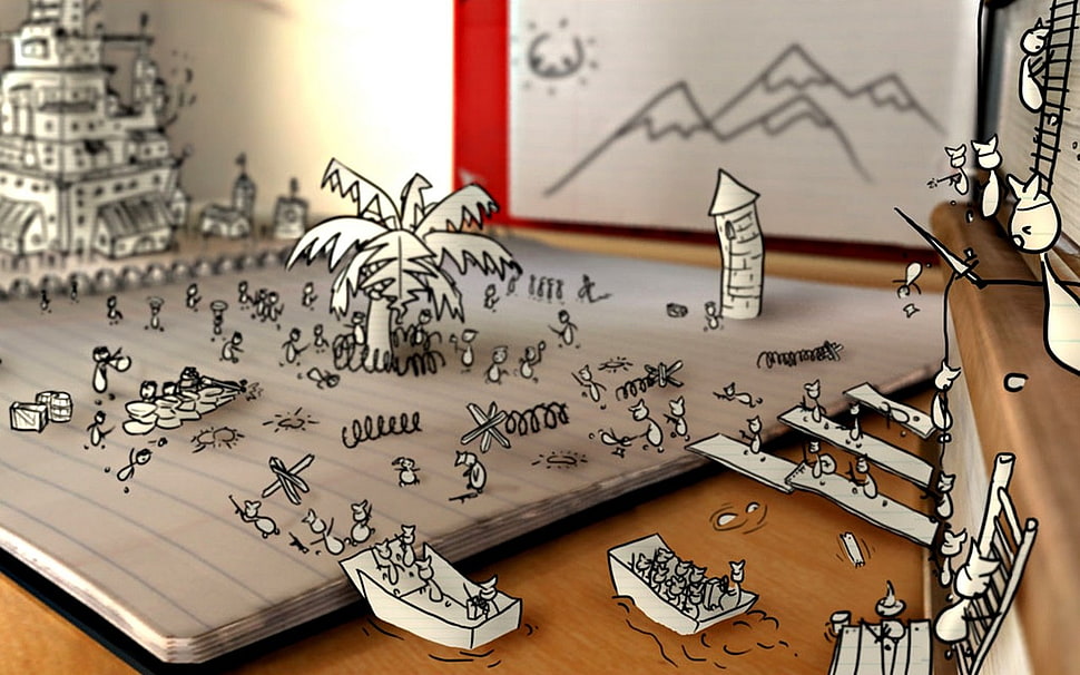 assorted paper toys HD wallpaper