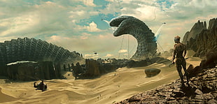 dinosaur wall paper, science fiction, desert, sand, Dune (series) HD wallpaper