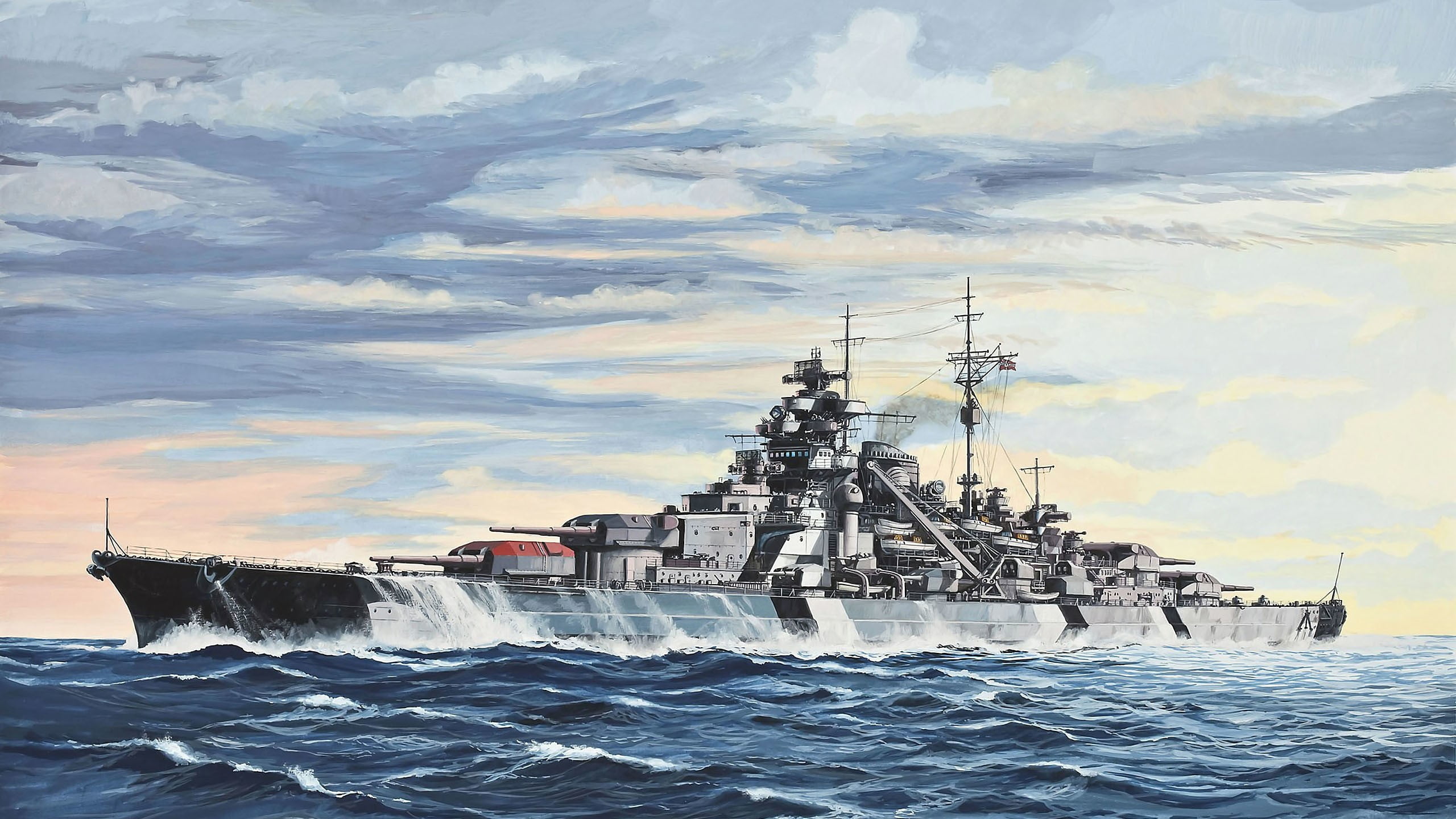 Warship On Body Of Water Painting Battleship Bismarck Ship Images, Photos, Reviews