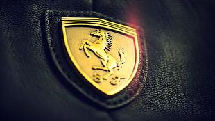 gold-colored Ferrari emblem, Ferrari, symbols, logo, gold HD wallpaper