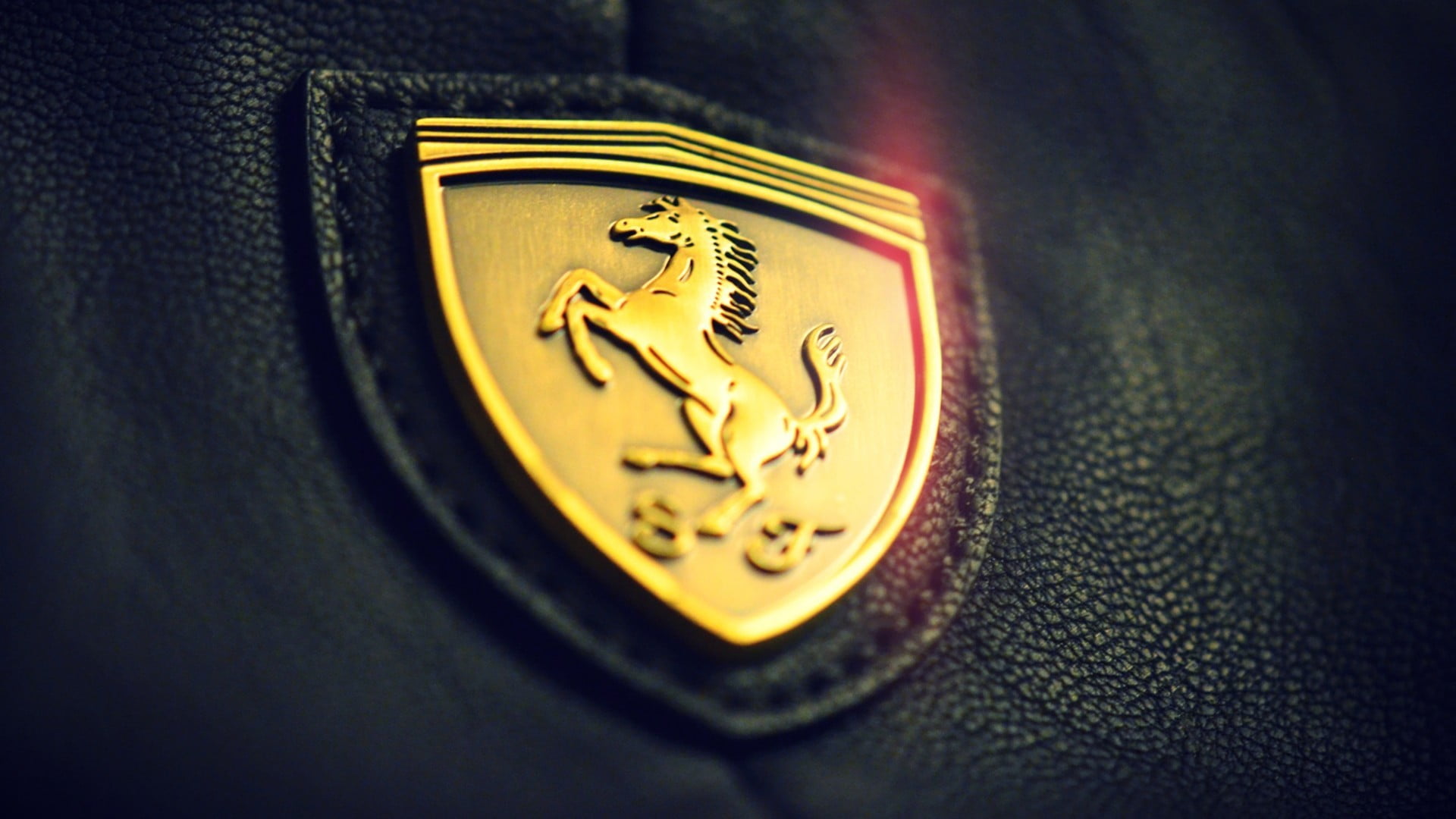 gold-colored Ferrari emblem, Ferrari, symbols, logo, gold