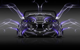 purple and black full-face helmet, Super Car , Tony Kokhan, colorful, Toyota Supra