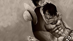 Monkey D. Luffy and Portgas D. Ace sketch, One Piece, Monkey D. Luffy, Portgas D. Ace