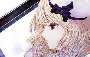 blonde hair woman Anime illustration HD wallpaper