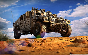 brown Hummer vehicle, war, Humvee, vehicle