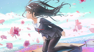 female animated character, school uniform, flowers, Saenai Heroine no Sodatekata, Kasumigaoka Utaha