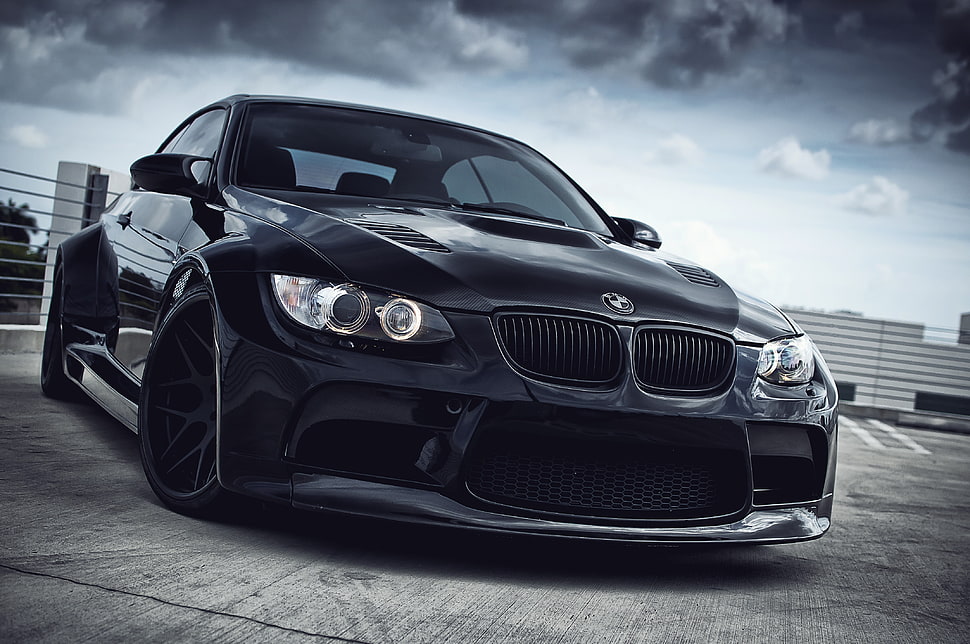 black BMW car, BMW, car, vehicle HD wallpaper