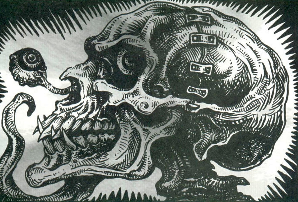 black and gray skull sketch, creepy, evil, death, corpse HD wallpaper
