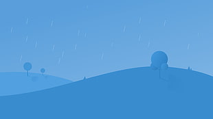 blue hill illustration HD wallpaper