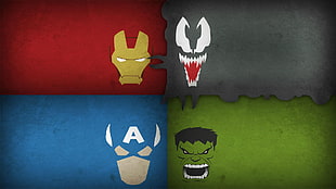 Iron Man, Venom, Captain America and Hulk digital wallpaper, comics, Hulk, Venom, Iron Man