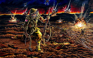 game application cover, Iron Maiden, metal band, war, Eddie HD wallpaper