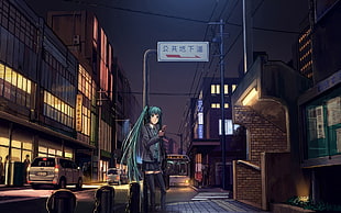 green haired female anime character, Vocaloid, Hatsune Miku
