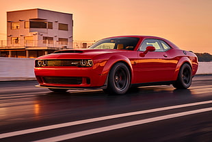 red coupe HD wallpaper