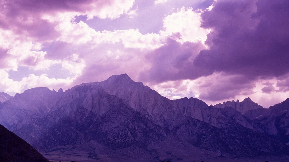 snow covered mountain, mountains, clouds HD wallpaper