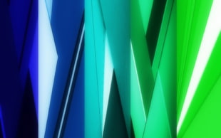 blue and green digital wallpaper, abstract, blue, green, geometry