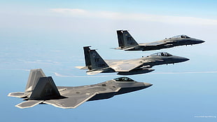 three gray jet planes, military aircraft, airplane, sky, jets